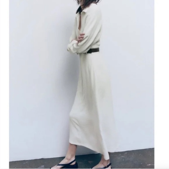 NEW Zara Ecru waisted midi dress, XS,  GD1193 - Picture 3 of 8